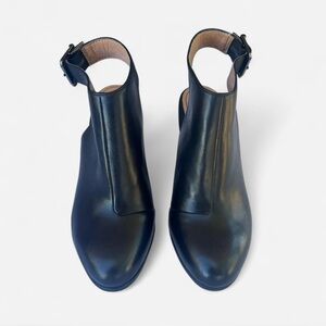 Vionic Sleek Black leather open heel booties